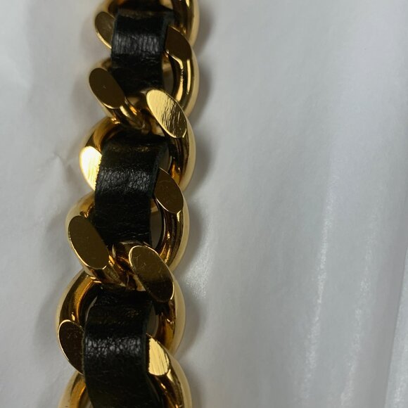 Vintage Chain Belt CHANEL Gold Plated Black Leather CC Logos Coin main image 5